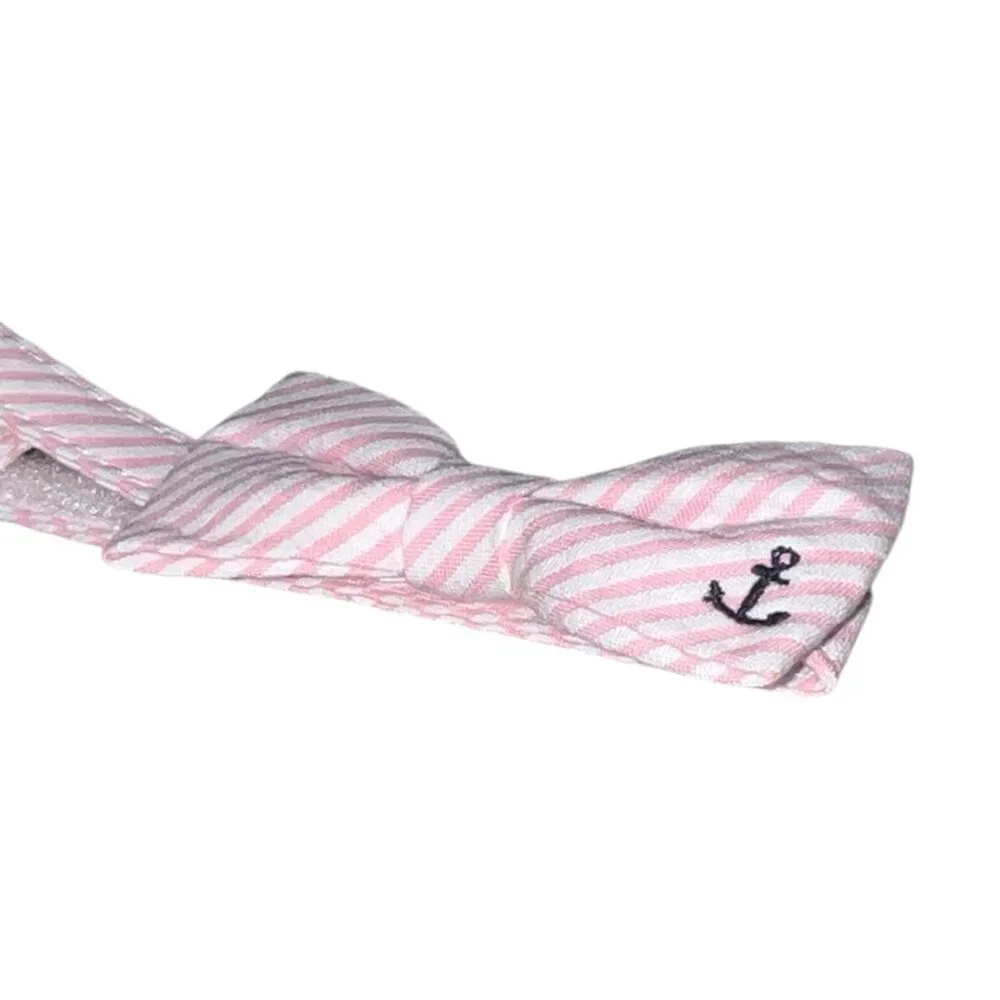 Janie & Jack Pink & White Striped Bowtie with Embroidered Anchor Sz 0-24 Months - Picture 8 of 9